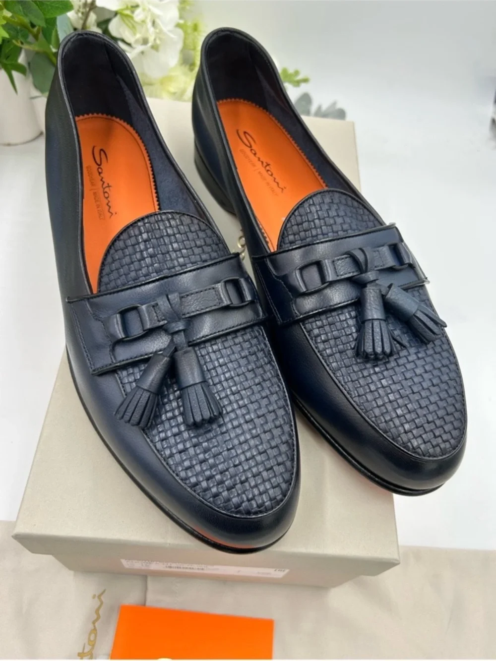 Men’s Santoni, Andrea, tassel leather loafer size 12 US made in Italy